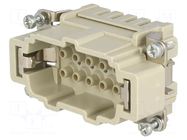 Connector: HDC; contact insert; male; 16A; 500V; Han E®; PIN: 10 HARTING