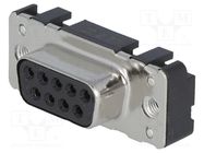 D-Sub; PIN: 9; socket; female; straight; THT; M3; Locking: screws HARTING