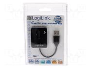 Hub USB; USB A socket x4,USB A plug; USB 2.0; PnP; black; 480Mbps LOGILINK