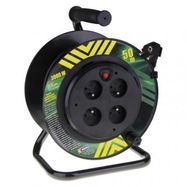 PVC Extension Cord Reel, fixed core – 4 sockets, 50m, 1.5mm2, EMOS