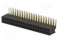 Socket; pin strips; female; PIN: 40; angled 90°; 1.27mm; THT; 2x20 CONNFLY