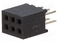 Socket; pin strips; female; PIN: 6; straight; 1.27mm; THT; 2x3; 1A CONNFLY
