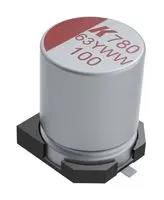 CAP, 100UF, 63V, ALU ELEC, HYBRID, SMD