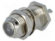 Connector: F; socket; female; soldering; for panel mounting AMPHENOL RF