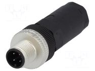 Connector: M12; plug; PIN: 4; male; E; 250V; straight; IP67; for cable HIRSCHMANN
