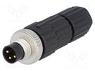 Connector: M8; male; PIN: 3; straight; for cable; plug; E; 4A; IP67 HIRSCHMANN