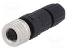 Connector: M8; female; PIN: 4; straight; for cable; plug; E; 4A; IP67 HIRSCHMANN
