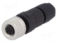 Connector: M8; female; PIN: 4; 60V; IP67; E; straight; for cable; plug HIRSCHMANN