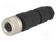 Connector: M8; female; PIN: 3; 60V; IP67; E; straight; for cable; plug HIRSCHMANN