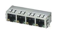 RJ45 CONN, R/A JACK, 8P8C, 4PORT, TH