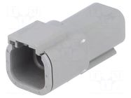 Connector: wire-wire; plug; male; DTM; for cable; PIN: 4; grey; IP68 DEUTSCH