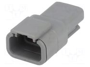 Connector: wire-wire; plug; male; DTM; PIN: 3; IP68; for cable; grey DEUTSCH