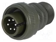 Connector: circular; plug; for cable; PIN: 6; male; soldering; MS/DS AMPHENOL