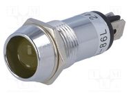 Indicator: LED; recessed; yellow; 12VDC; Ø14.2mm; IP40; brass SCI