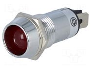 Indicator: LED; recessed; red; 12VDC; Ø14.2mm; IP40; connectors SCI