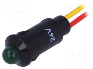 Indicator: LED; prominent; green; 24VDC; Ø8.2mm; IP40; cables; 170mm SCI