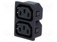 Connector: AC supply; socket; female; 10A; 250VAC; C13 (F),double ADAM TECH