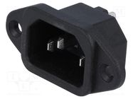 Connector: AC supply; socket; male; 10A; 250VAC; IEC 60320; C14 (E) ADAM TECH