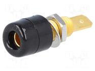 Connector: 4mm banana; socket; 32A; 33VAC; 70VDC; black; on panel SCHÜTZINGER