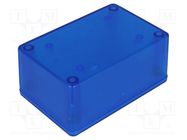 Enclosure: multipurpose; X: 57mm; Y: 87mm; Z: 39mm; 1591; ABS; blue HAMMOND