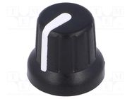 Knob; miniature,with pointer; Øshaft: 6.35mm; black SR PASSIVES