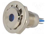 Indicator: LED; flat; blue; 24VDC; Ø12mm; IP67; for soldering; brass ONPOW