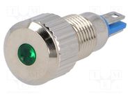 Indicator: LED; flat; green; 24VDC; Ø8mm; IP67; for soldering; brass ONPOW