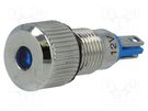 Indicator: LED; flat; blue; 12VDC; Ø8mm; IP67; for soldering; brass ONPOW