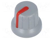 Knob; miniature,with pointer; ABS; Øshaft: 6mm; Ø16x14mm; grey SR PASSIVES