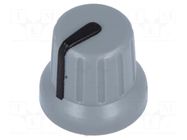 Knob; miniature,with pointer; ABS; Øshaft: 6mm; Ø16x14mm; grey SR PASSIVES