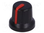 Knob; miniature,with pointer; ABS; Øshaft: 6mm; Ø16x14mm; black SR PASSIVES