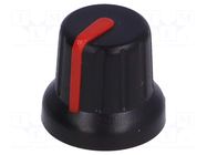 Knob; miniature,with pointer; ABS; Øshaft: 6mm; Ø16x14mm; black SR PASSIVES