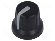 Knob; miniature,with pointer; ABS; Øshaft: 6mm; Ø16x14mm; black SR PASSIVES