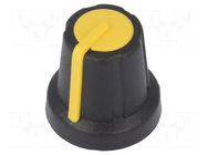 Knob; miniature; ABS; Øshaft: 6mm; Ø16x16mm; black; push-in SR PASSIVES