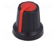 Knob; miniature; ABS; Øshaft: 6mm; Ø16x16mm; black; push-in SR PASSIVES