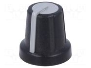 Knob; miniature; ABS; Øshaft: 6mm; Ø16x16mm; black; push-in SR PASSIVES
