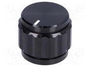 Knob; with pointer; aluminium; Øshaft: 6.35mm; Ø22x19mm; black SR PASSIVES