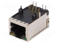 Connector: RJ45; socket; PIN: 8; shielded,with LED; 8p8c; THT AMPHENOL COMMUNICATIONS SOLUTIONS