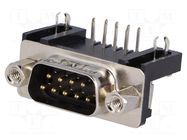Connector: D-Sub; PIN: 9; socket; male; angled 90°; THT; UNC 4-40 AMPHENOL COMMUNICATIONS SOLUTIONS