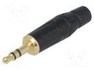 Plug; Jack 3,5mm; male; stereo; ways: 3; straight; for cable; black AMPHENOL