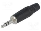 Plug; Jack 3,5mm; male; stereo; ways: 3; straight; for cable; black AMPHENOL