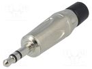 Plug; Jack 3,5mm; male; stereo; ways: 3; straight; for cable; silver AMPHENOL