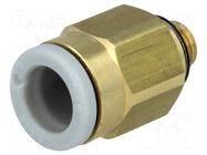 Push-in fitting; threaded,straight; -1÷10bar; brass; Thread: M5 SMC