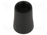 Knob; conical; thermoplastic; Øshaft: 6mm; Ø12x17mm; black; push-in CLIFF