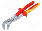 Pliers; insulated,adjustable; 0-46 mm nuts,pipes Ø 2"; 1kVAC KNIPEX