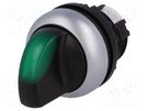 Switch: rotary; 22mm; Stabl.pos: 3; green; M22-FLED,M22-LED; IP67 EATON ELECTRIC