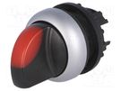 Switch: rotary; 22mm; Stabl.pos: 3; red; M22-FLED,M22-LED; IP67 EATON ELECTRIC