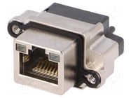 Connector: RJ45; socket; with LED; IP68; for panel mounting; THT AMPHENOL COMMUNICATIONS SOLUTIONS