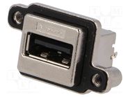 Socket; USB A; MUSB; for panel mounting,screw; THT; straight; IP67 Amphenol Communications Solutions