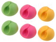Holder; pink,green,yellow; Mounting: self-adhesive; 6pcs. LOGILINK